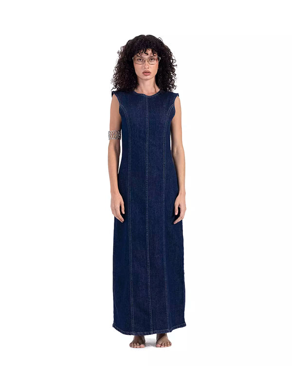 Signature Deep Blue Maxi Denim Dress
