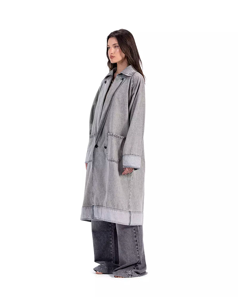 Faded Grey Denim Coat
