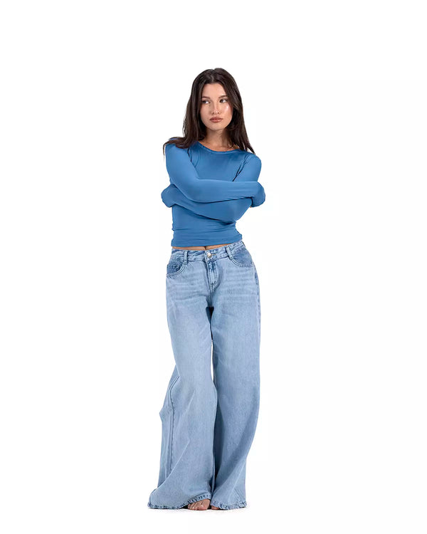 Wide Leg Sky Blue Jeans
