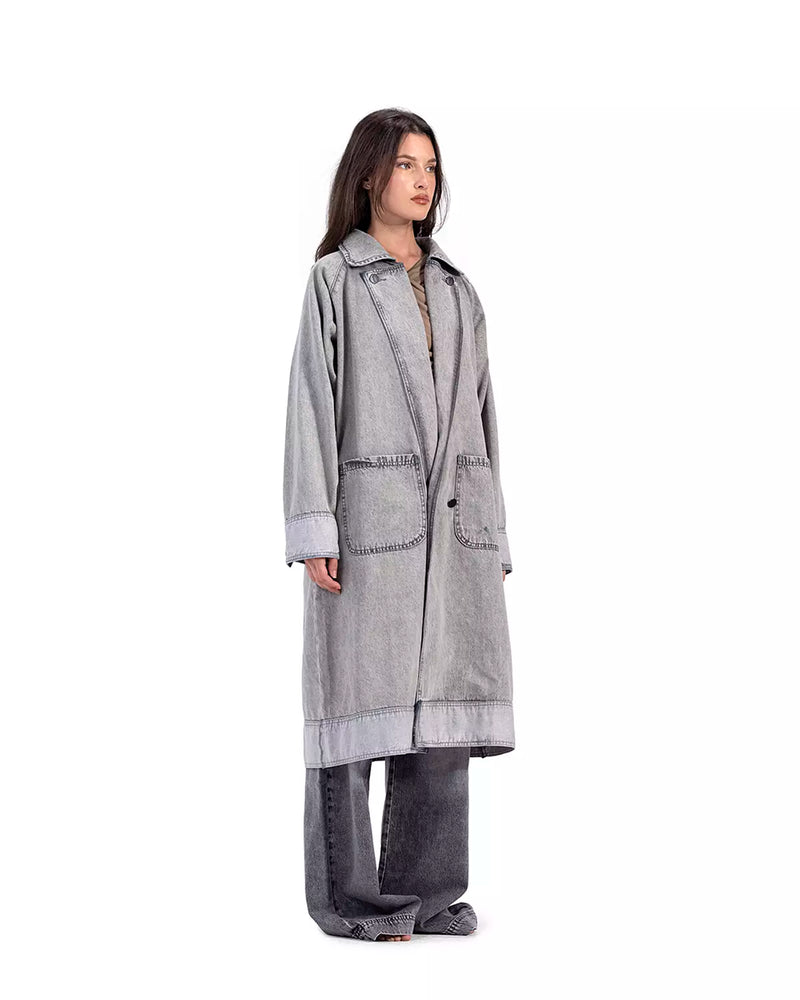 Faded Grey Denim Coat