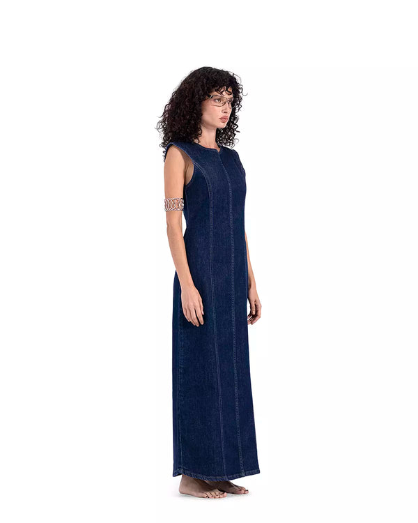 Signature Deep Blue Maxi Denim Dress