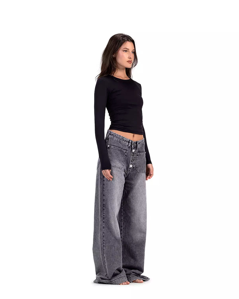 Bootleg Jeans in Washed Grey