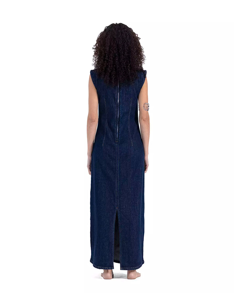 Signature Deep Blue Maxi Denim Dress
